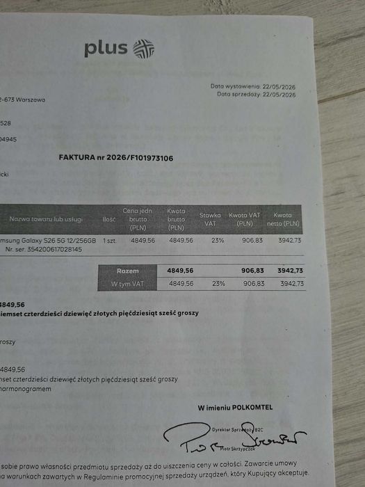 NOWY ,TANIO,Telefon, AI Phone, smartfon Samsung Galaxy s26, PROCESOR aż 10 rdzeniowy, Gwarancja