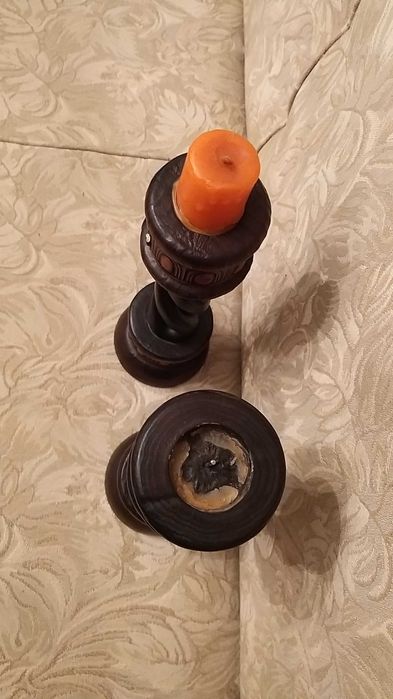 candelabros castiçais em madeira