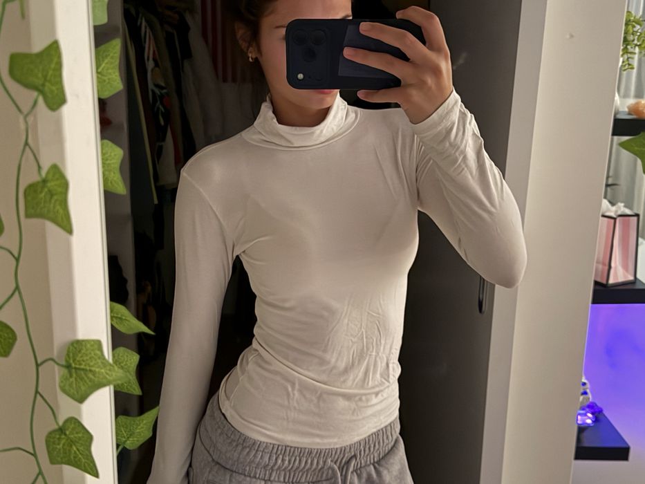 bluzka golf biała damska slim fit