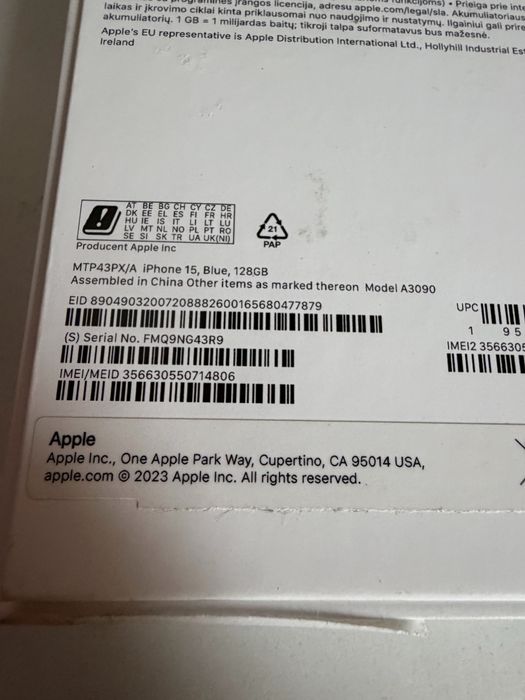 Bateria 100% iPhone 15 128gb Blue Idealny