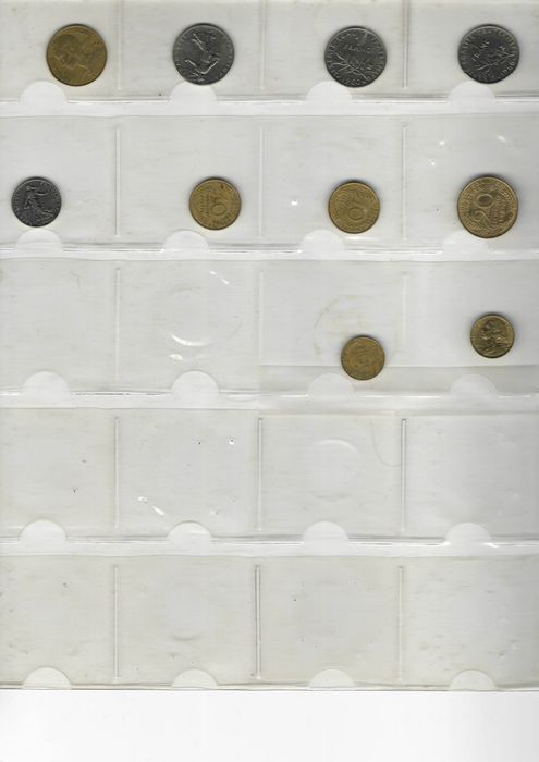 Lote de 10 Moedas de França (Franco/Cêntimos) 1960-1979