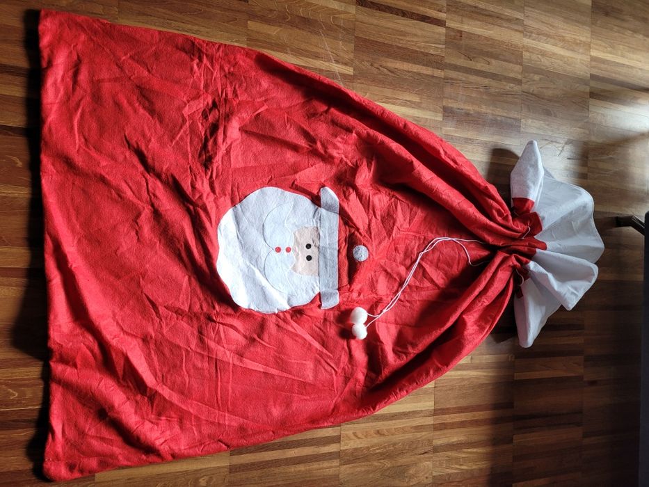 Duży worek wór na prezenty Świętego Mikołaja czerwony 98x155 cm