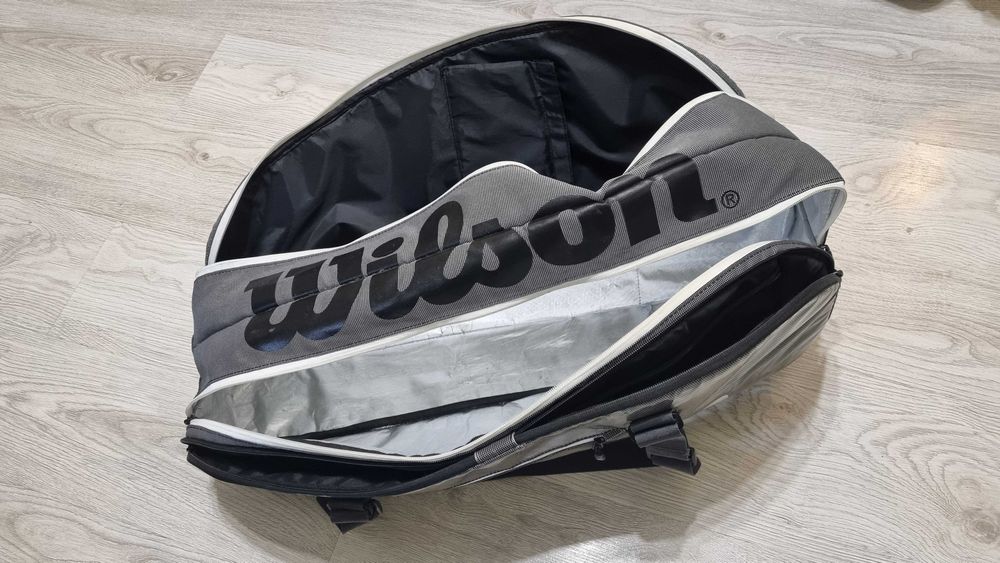 Super torba - Wilson Super Tour 9 Racket Bag - Czarno/szara