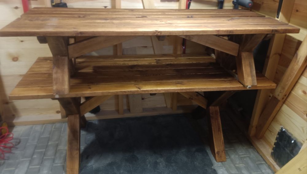 Meble ogrodowe stół + dwie ławki