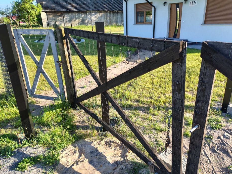 Brama drewniana, dwuskrzydłowa, budowlana 5m