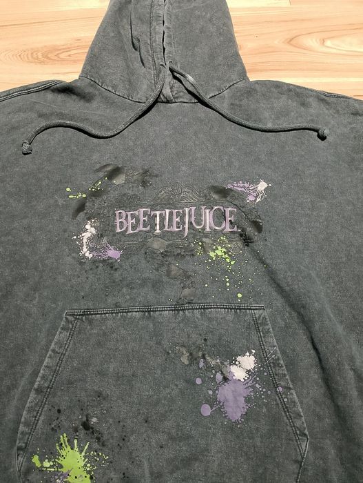 Ciemnoszara Męska Bluza Z Kapturem Beetlejuice