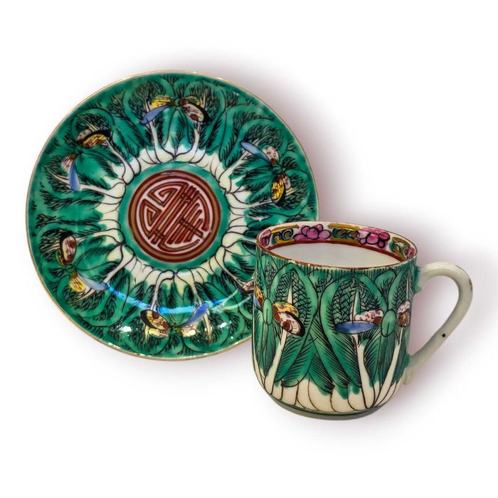 Chávena/Pires Vintage Porcelana Oriental – Y.T. Decorated in Hong Kong