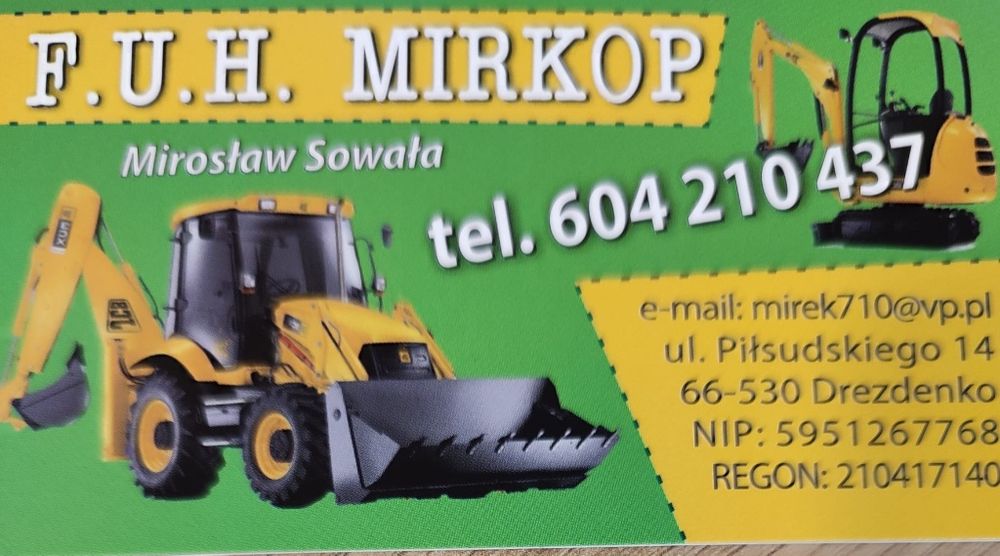 Usługa koparką ładowarką mini koparką