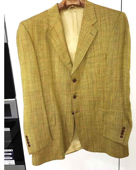 Blazer verde claro/mostarda em linho tamanho L