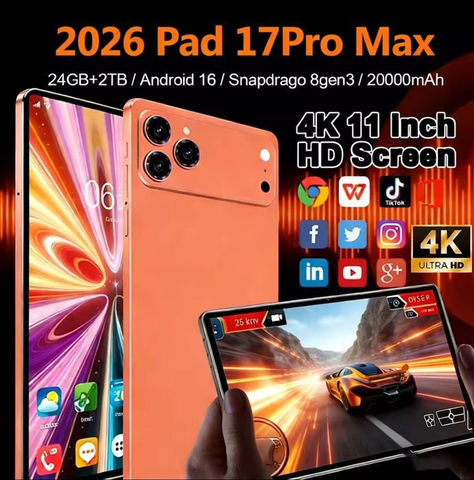 Планшет  Pad 17 Pro Max 16ГБ/1024ГБ, 10,1" екран, Global Version