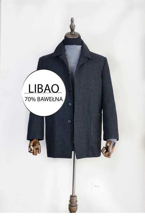 Płaszcz męski szary bawełna Libao L elegancki wiosna