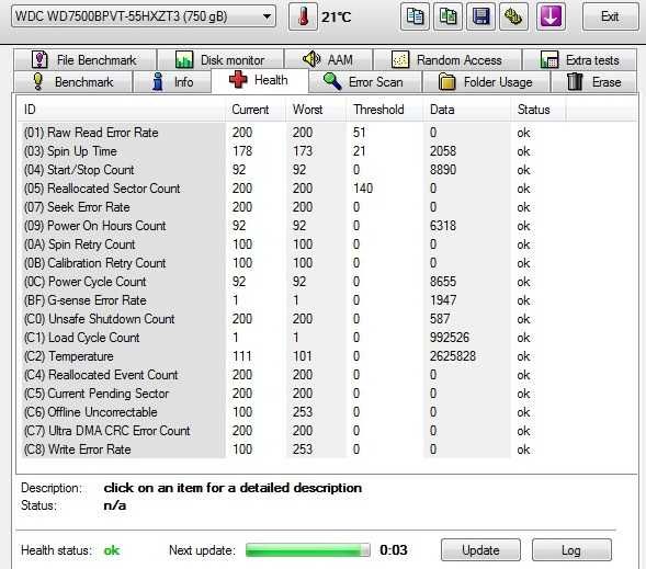 Dysk HDD 2.5" 750GB SATA WD7500BPVT, prawie 1TB - stan IDEALNY.