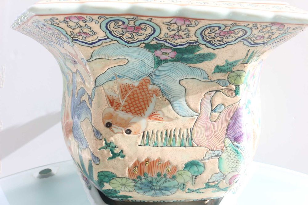 Cachepot Vaso Porcelana Chinesa dinastia Qing (1875 a 1916) 43x27 cm A
