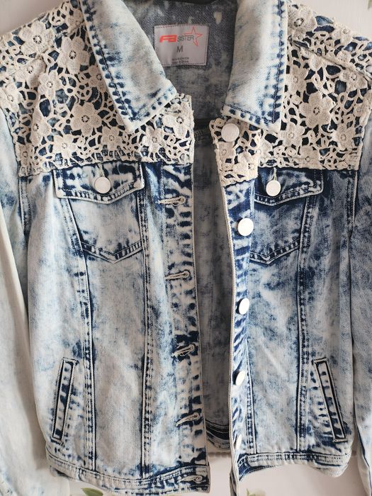 Kurta jeansowa gipiura marmurek 38/M