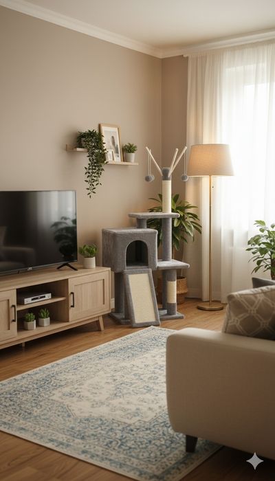 Stabilny Drapak Dla Kota Z Piłeczkami Wysoki