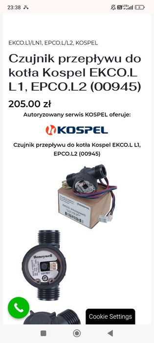 Czujnik przepływu do kotła Kospel EKCO.L L1, EPCO.L2 (00945)