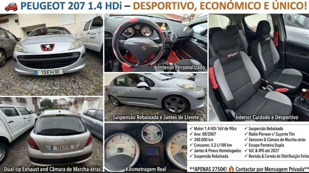 Peugeot 207 1.4 HDi (90cv) – Desportivo, Económico e Único!