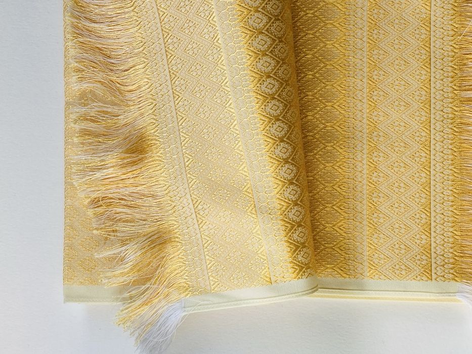 Dois Panos de Mesa Decorativos Amarelo com Debruado Dourado - Novo!