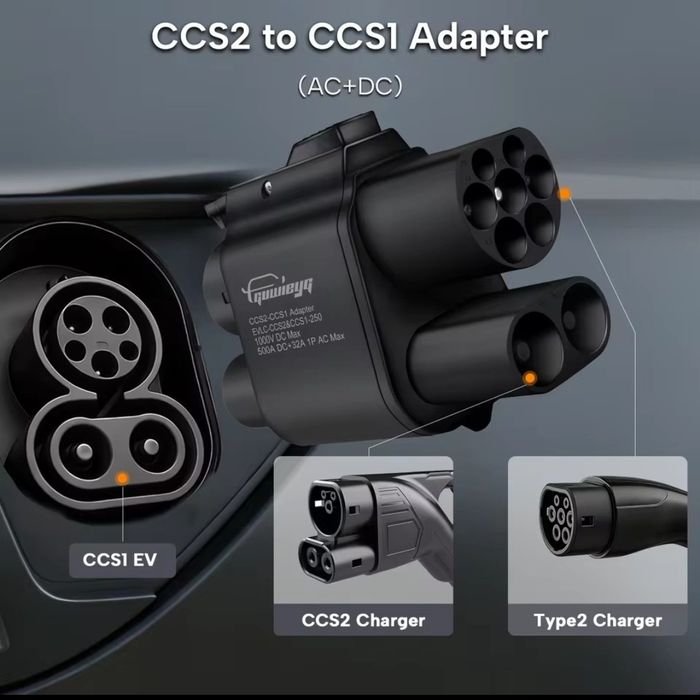 ЯКІСТЬ‼️Перехідник CCS2-CCS1 Guwieyg адаптер 500KW 500A Для авто з США Type 2 - type 1 з блокуванням переходник Tesla TYPE 1 TYPE 2 GBT