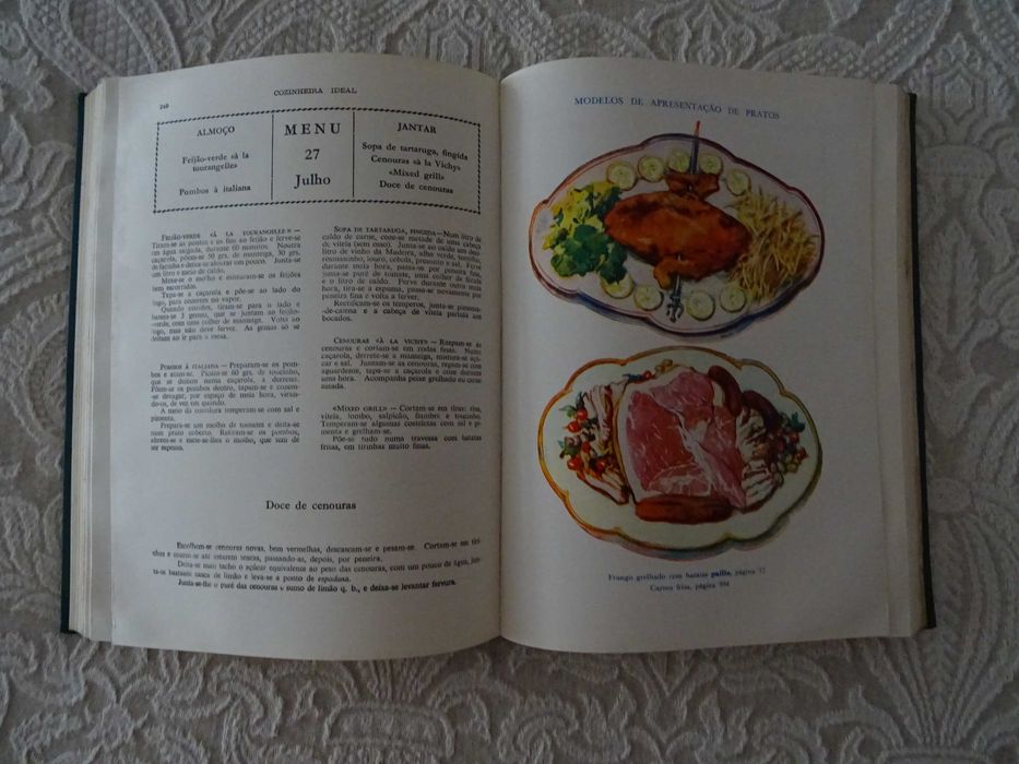 Livro Antigo 1967 Cultura Geral: Cozinheira Ideal 14 Edição Ilustrada de Alda de Azevedo Receitas Práticas Empratamentos Almoços Jantares