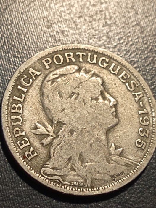moeda 50 centavos 1935 - Alpaca - Portugal - Bela