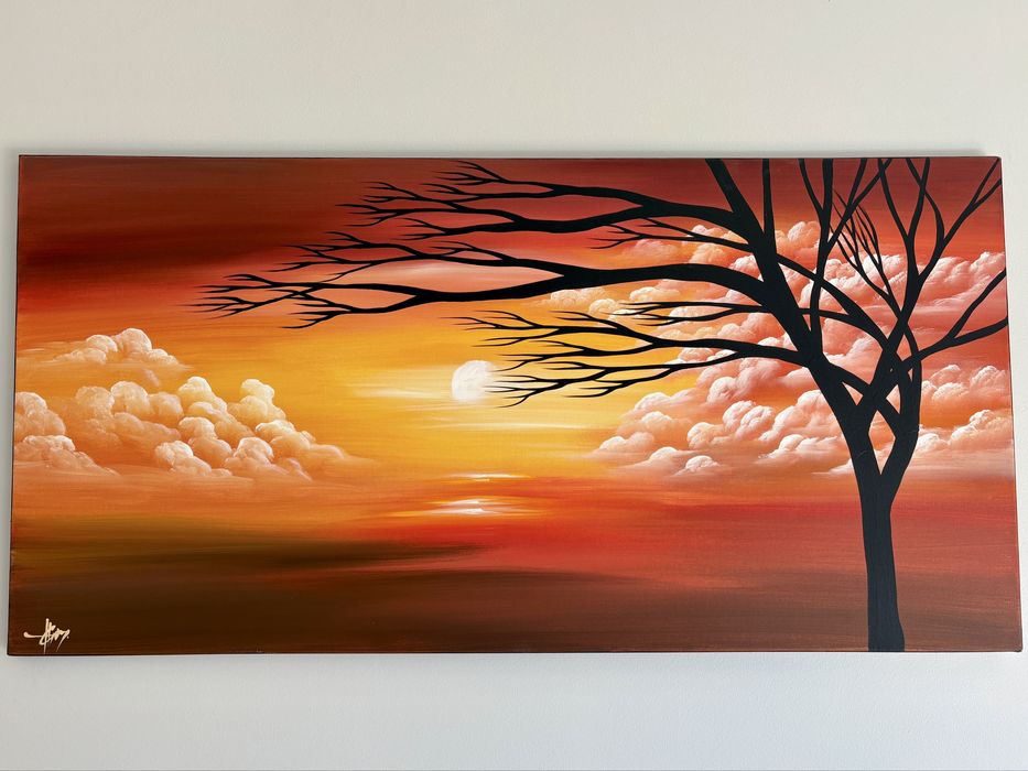 Vendo quadro "African Sunset" assinado à mão