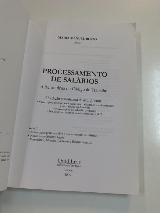 Processamento de Salários, de Maria Manuel Busto

Quid Juris, 2a ediçã