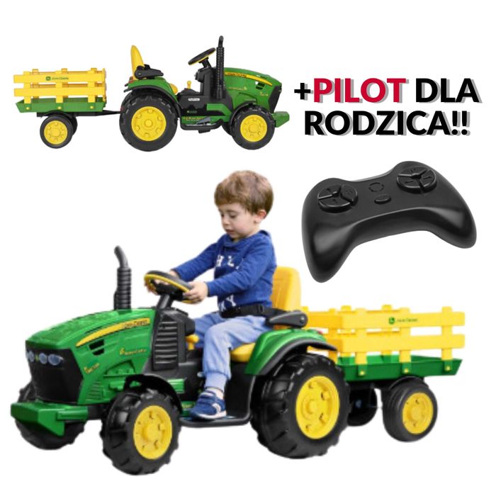 Traktorek JOHN DEERE + PRZYCZEPKA + PILOT na akumulator Peg Perego