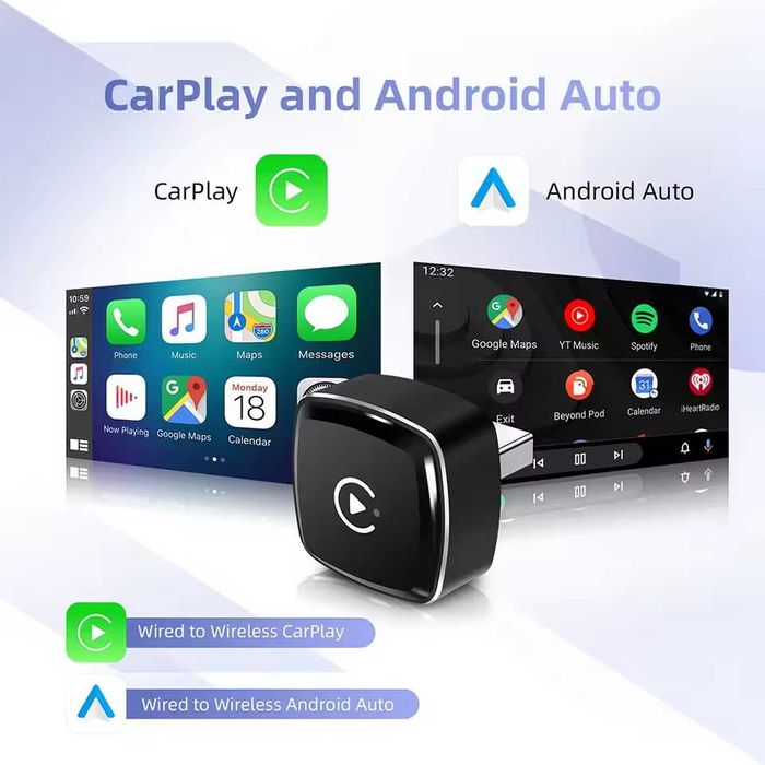 Anyfar Adaptador 2 em 1 Wireless CarPlay e Android Auto 2026 – USB Plug & Play WiFi 5.8GHz NOVO