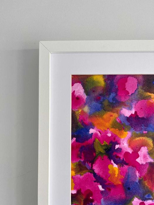 Quadro - Pintura abstrata em acrílico com moldura