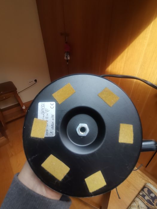 Candeeiro de vidro e metal de mesa