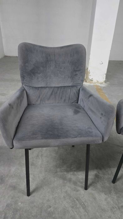 Conjunto de 2 Cadeiras de Escritório / Secretária em Veludo Cinzento – Giratórias
