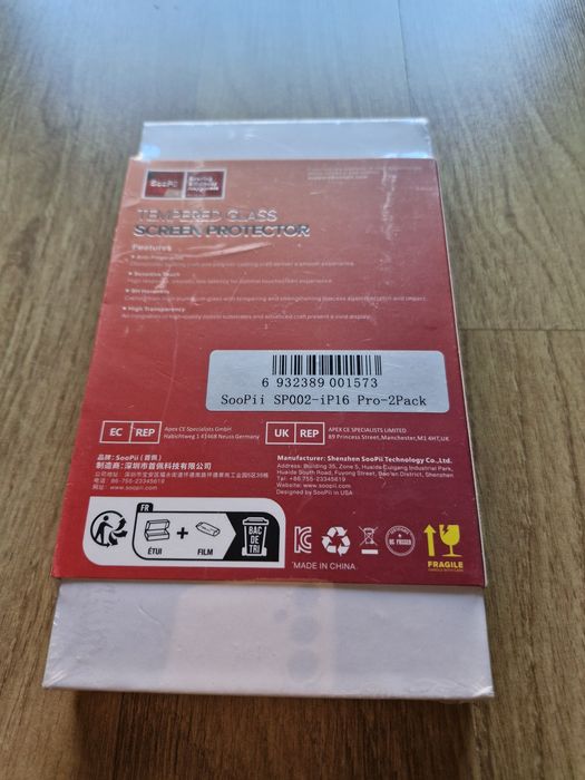Protetor Ecrã Vidro Temperado SOOPII para iPhone 16 Pro - 2 Unidades