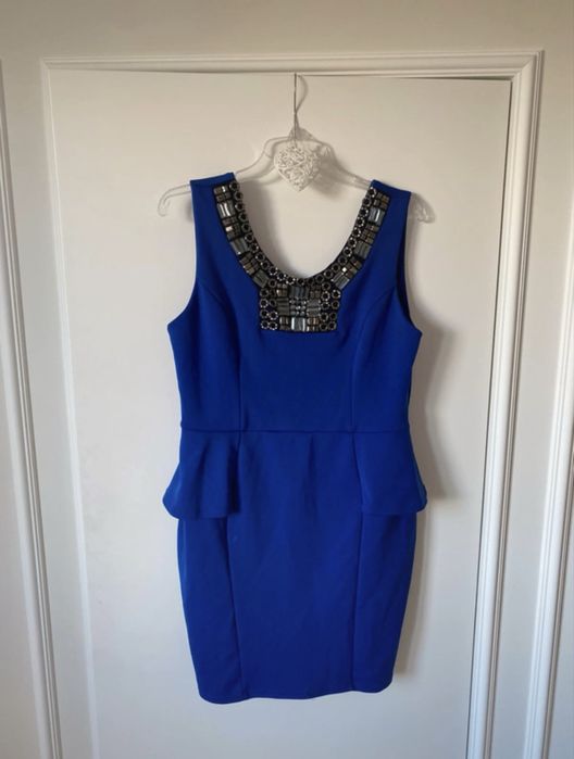 Sukienka chabrowa indygo kobaltowa kryształy diamenty Lipsy London