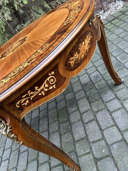 Stół Ludwikowski + 6 Krzeseł Ludwik Intarsja Jadalnia Po Renowacji