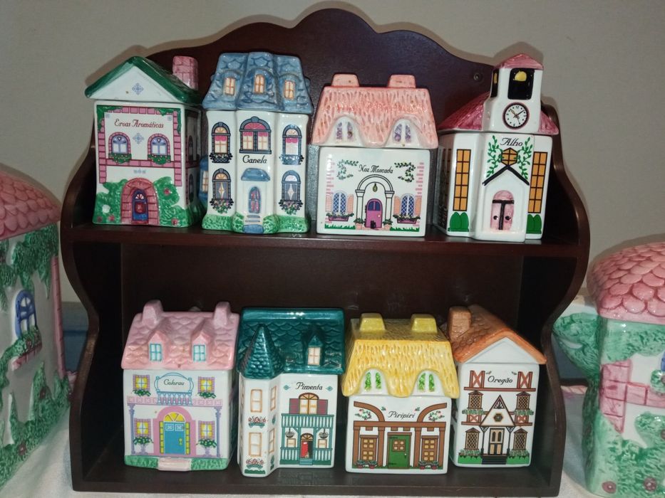 Conjunto de casas de porcelana