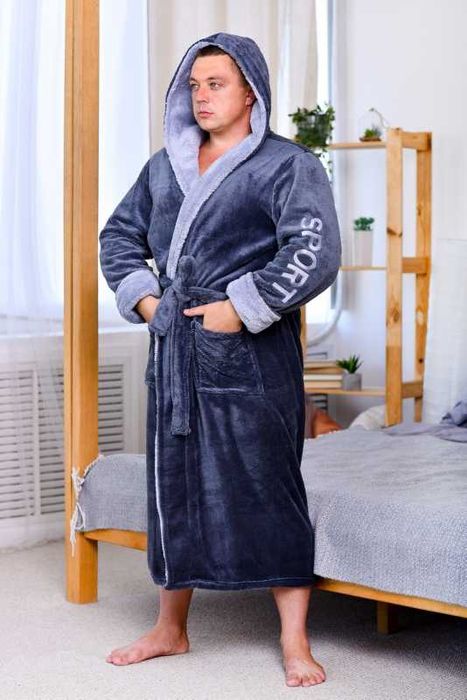 Хит 2025 Домашний теплый мужской махровый халат 46-64, чоловічий зима