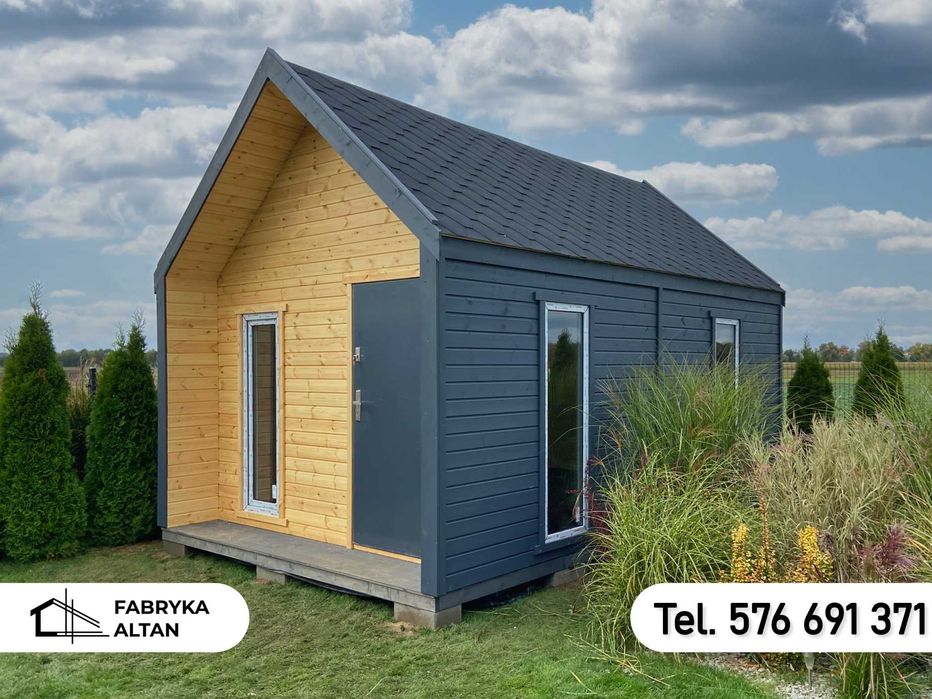 Nowoczesny domek stodoła, drewniany, 3.5x5 Fabryka Altan