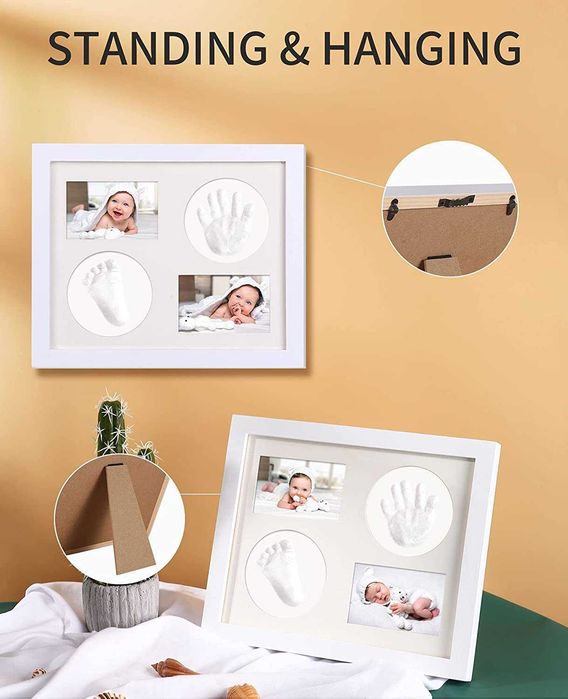 Viesap Odcisk dłoni i stopy dziecka, zestaw do odciskania gipsu  ramka