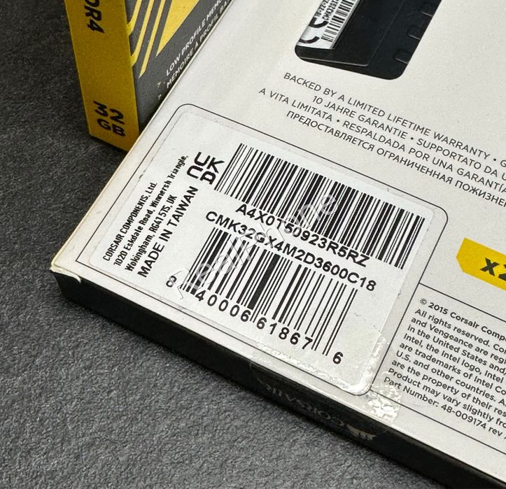 Оперативная память Corsair 32 GB (2x16GB) DDR4 3600 MHz Vengeance LPX