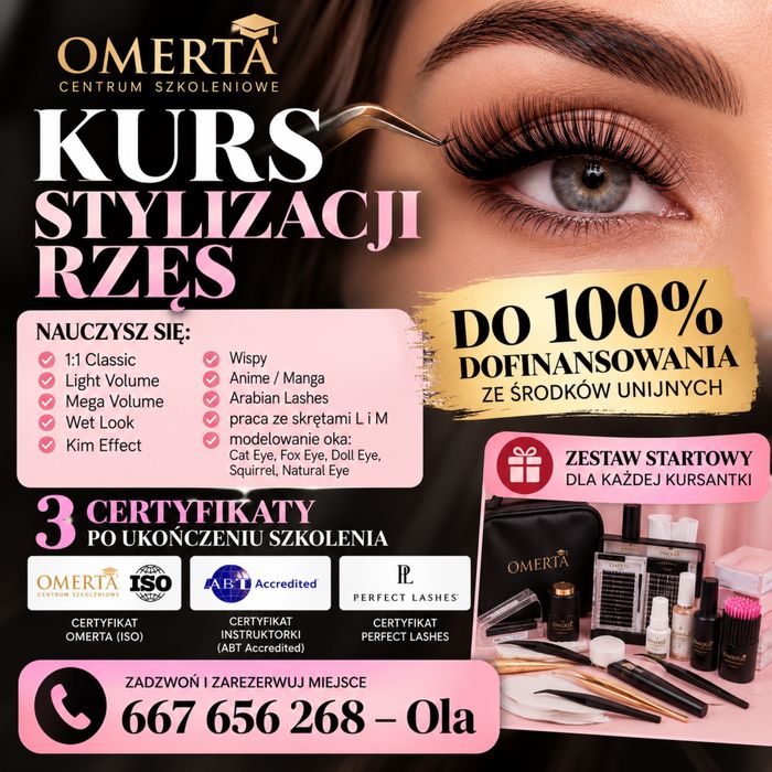 Kurs stylizacji rzęs z dofinansowaniem do 100%