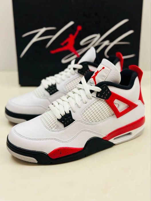 Оригінал Кросівки Nike Air Jordan 4 Retro Red Cement Джордан ретро шкіра білі червоні AJ4 DH6927-161 (38 42,5 43) в наявності