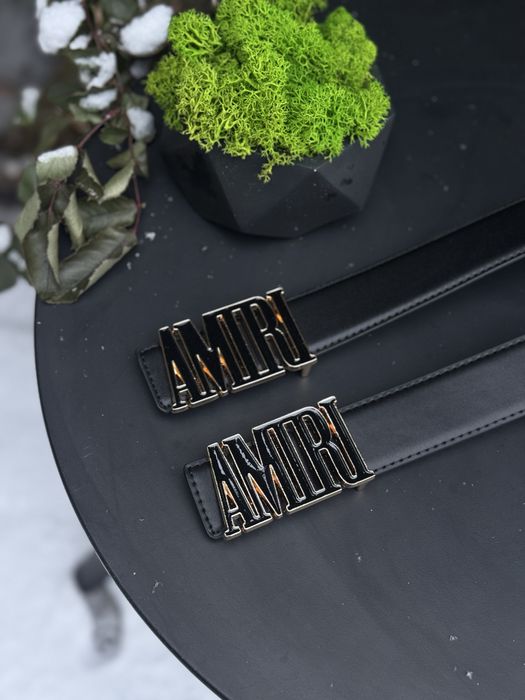 Ремінь Amiri чоловічий шкіряний чорний ремень Амири кожаный Амірі