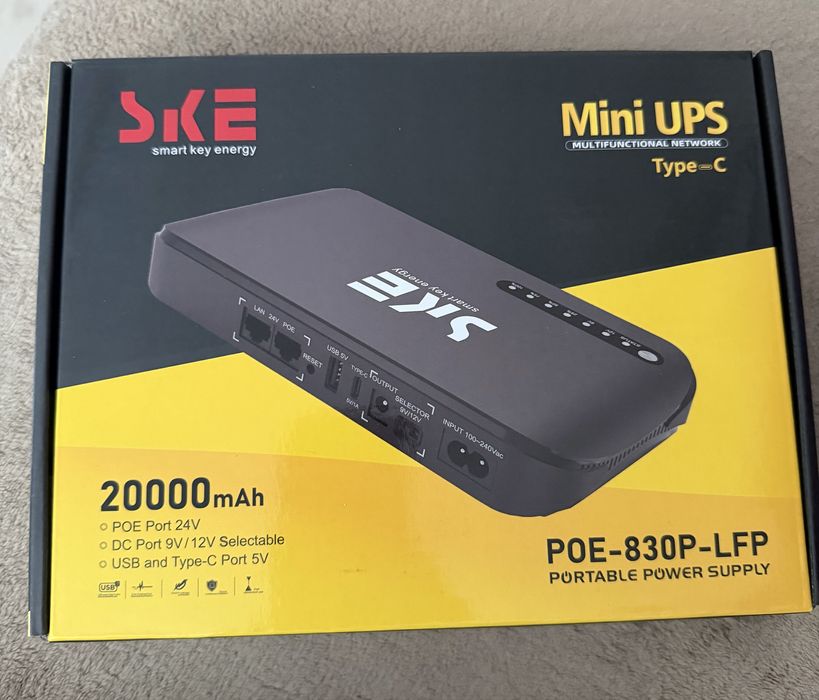 ДБЖ для роутера SKE POE-830P-LFP 20000mAh. PoE ( міні УПС)