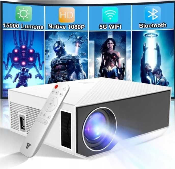 Projektor Bluetooth 20 000 lumenów, obsługa Full HD 1080p, 5G WiFi LED