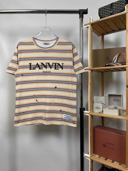 Футболка Lanvin | Бавовняна Полосата Футболка | Стрітвір Преміум Одяг