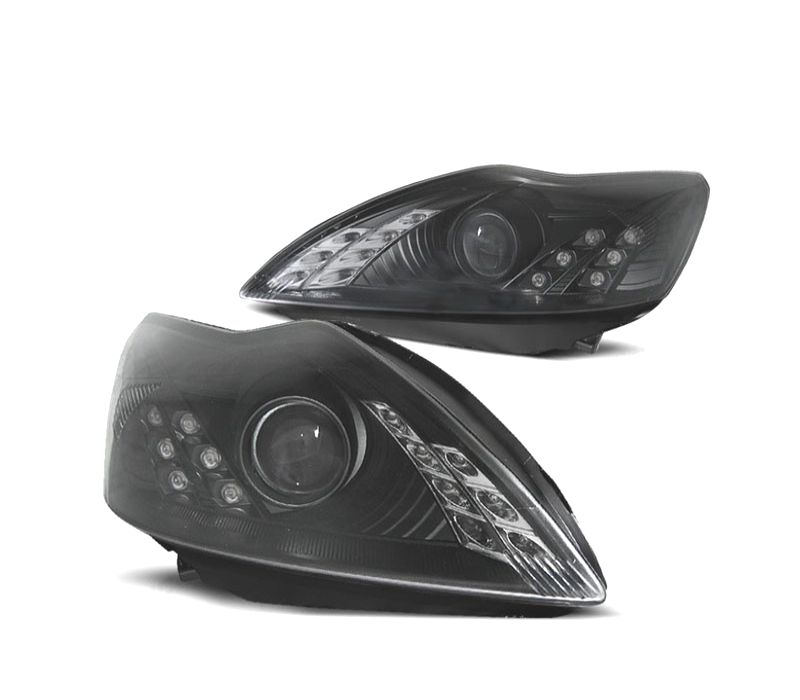 FARÓIS ANGEL EYES FORD FOCUS 08-11 FUNDO PRETO