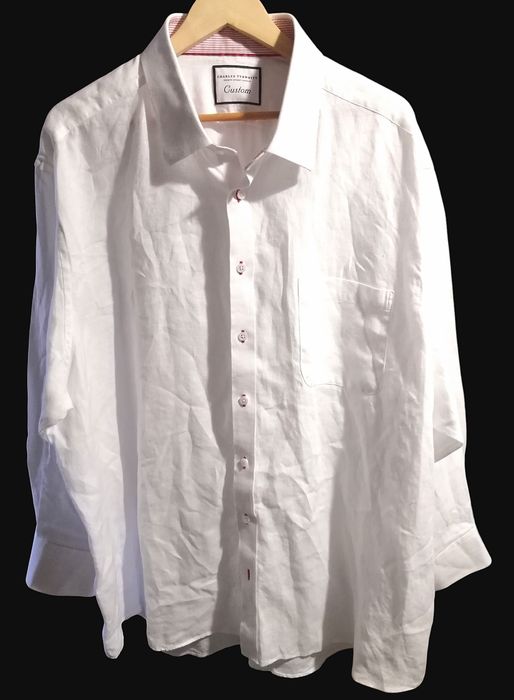 Сорочка лляна 3XL-4XL, Charles Tyrwhitt,біла стильна святкова  рукавом