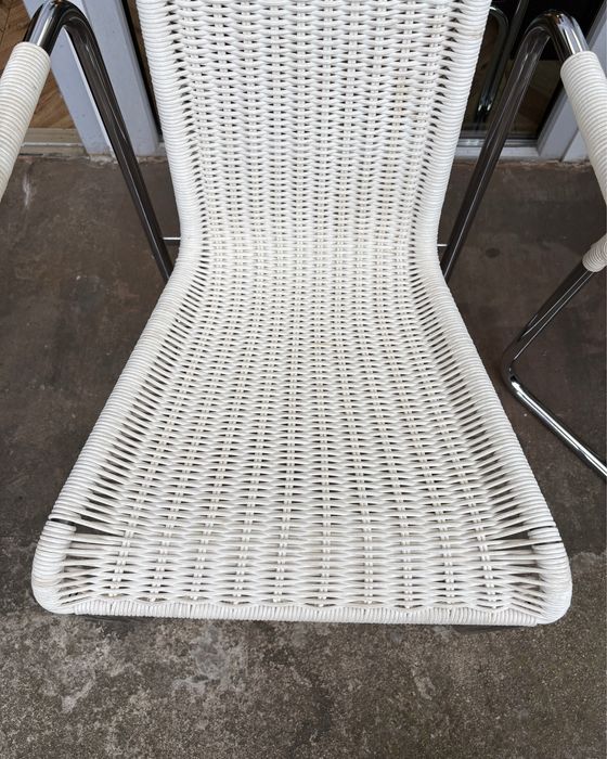 Vintage fotel chromowany rattan Axel Bruchhauser dla Tecta 1980s taras