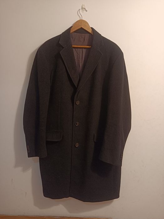 Czarny płaszcz męski Dressmann wełna kaszmir rozmiar 56